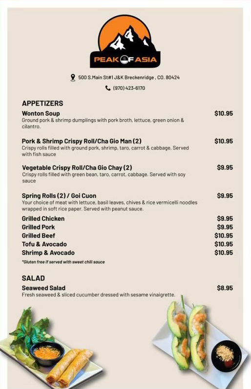 Peak Of Asia Food Menu Peak Of Asia Food Menu
